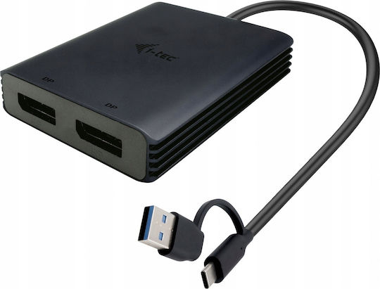 i-tec USB-A / USB-C Docking Station mit DisplayPort 4K und Verbindung 2 Monitore Schwarz