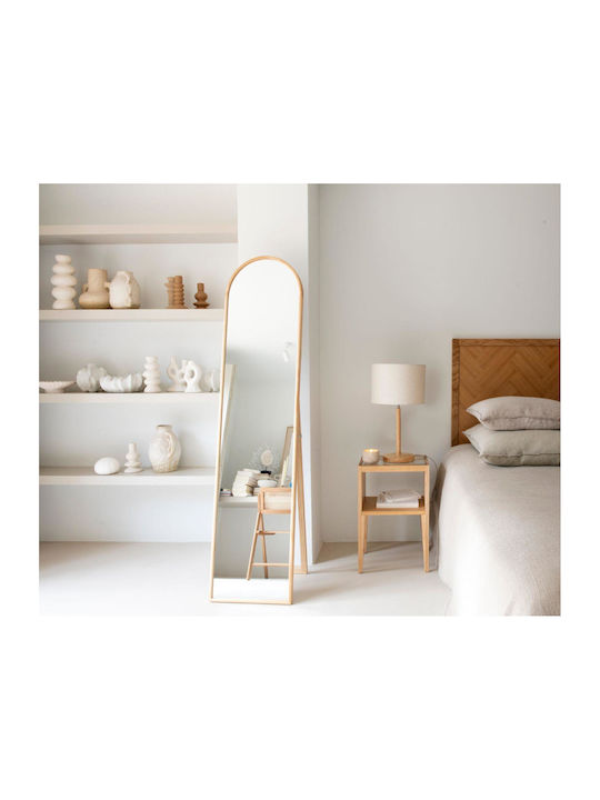 Andrea House Arched Floor Mirror with Beige Wooden Frame 160x50cm