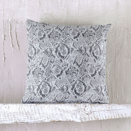 Rythmos Dekorativer Kissenbezug Snake aus 100% Baumwolle Grau 40x40cm