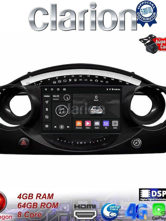 Clarion Auto-Audiosystem für Mini Kooper 2001 > 2007 (Bluetooth/USB/WiFi/GPS/Apple-Carplay/Android-Auto) mit Touchscreen 9"