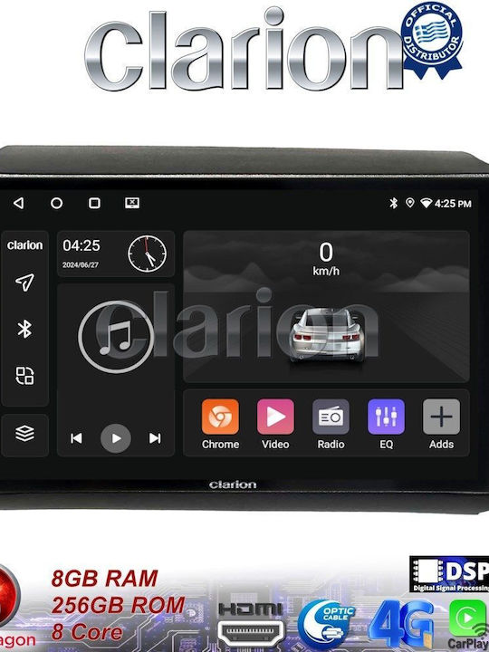 Clarion Car Audio System for Peugeot Partner Fiat Ducato Citroen Jumper 2012> (Bluetooth/USB/WiFi/GPS/Apple-Carplay/Android-Auto) with Touch Screen 9"