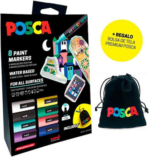 Posca Set Cardboard Pouch 8 Pcs + Gift Bag Pc5m Limited Edition 3701614900683