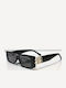 Woman's Fashion Women's Sunglasses with Black Plastic Frame and Black Lens G-36