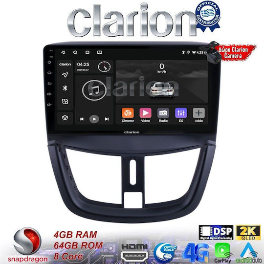 Clarion Ηχοσύστημα Αυτοκινήτου για Peugeot 207 2007-2013 (Bluetooth/USB/WiFi/GPS/Apple-Carplay/Android-Auto) με Οθόνη Αφής 9"