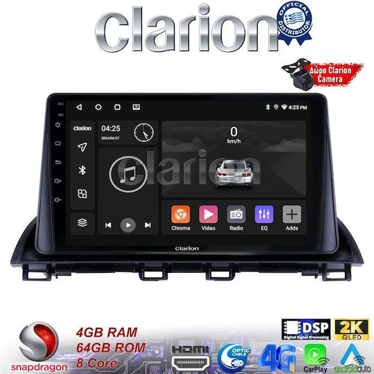 Clarion Ηχοσύστημα Αυτοκινήτου για Mazda CX-4 2014 > (Bluetooth/USB/WiFi/GPS/Apple-Carplay/Android-Auto) με Οθόνη Αφής 9"