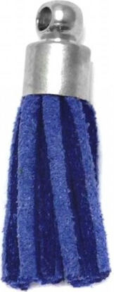 Suede Tassels with Silver Cap Royal Blue 20mm 10pcs