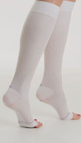 Dukamed Socks Calf High with Silicone & Open Toes 18-24 mmHg White