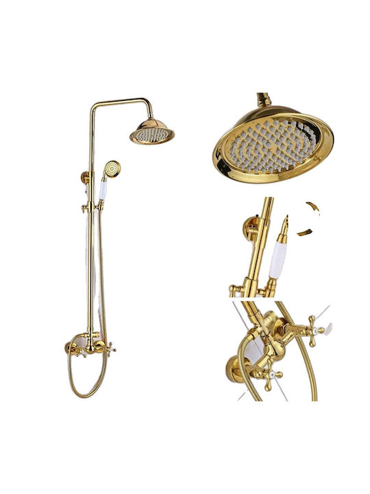 Golden Bathroom Shower Faucet Single Handle Polished Finish Polished Gold C