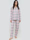 Odyssey Χειμερινό Γυναικείο Σετ Πιτζάμας Βαμβακερό Ροζ/Γκρι