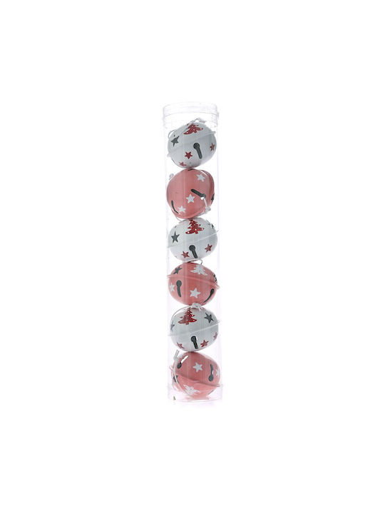 Hanging Bell Ornament Metallic White Set 24pcs