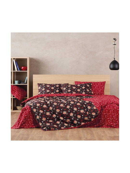 Kentia Sheet Set Semi-double Cotton Red-black 190x270cm 3pcs