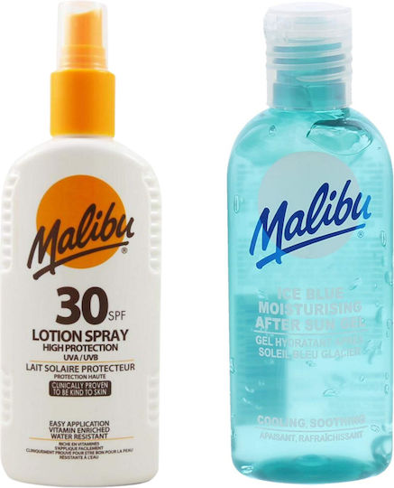 Spray impermeabil Malibu SPF30 200ml + Gel după plajă 100ml