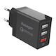 Essager Зарядно без кабел с 3 USB-A порта 30W Quick Charge 3.0 Черен (ECTQC3-FBB01)