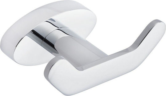 Import Hellas Double Wall-Mounted Bathroom Hook Silver