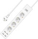 Πολύπριζο 4 Θέσεων με 4 USB-A, Διακόπτη και Καλώδιο 1.5m