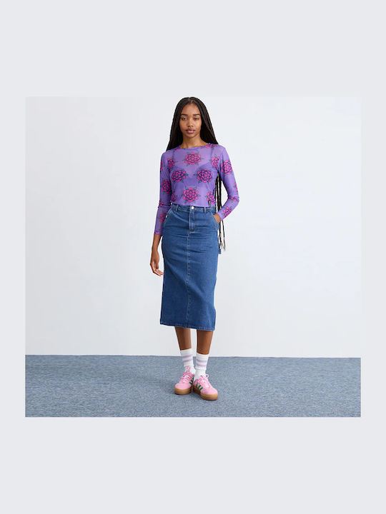 Women's Blouse Long Sleeve Floral Purple