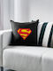 Superman Μαξιλάρι Καναπέ Μαύρο 100% Βαμβάκι Περιέχεται Γέμισμα 50x50cm