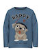 Kids' Shirt Long Sleeve BlueHappy Dog Blue