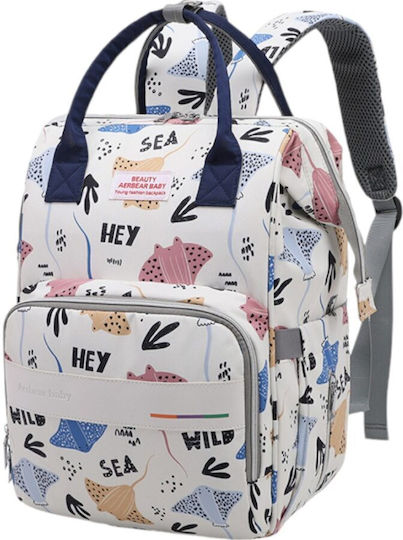 Queen Mother Τσάντα-Αλλαξιέρα Πλάτης Wild Sea Beauty Aerbear Baby Γαλάζια 42x32x18εκ.