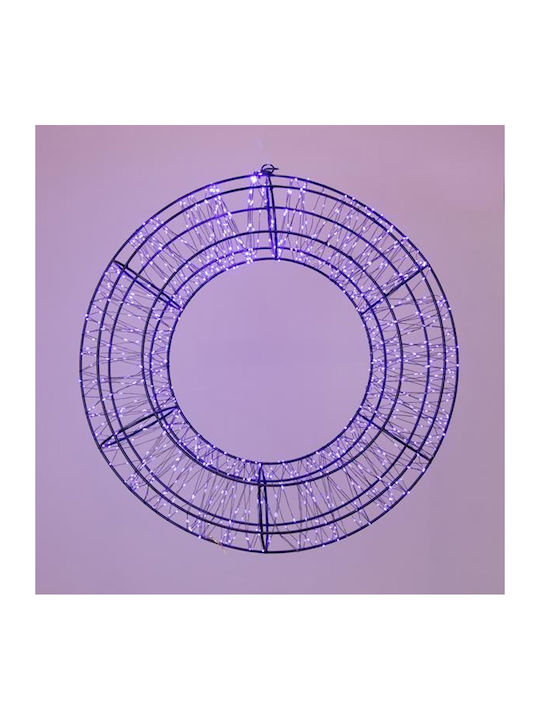 Eurolamp Coroniță 38cm 720 LED 12V Transformator Temporizator Cadru Metalic Negru Sârmă de Cupru Neagră LED-uri Mov Extensie de Alimentare 5m IP44