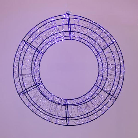Eurolamp Kranz 38cm 720 LED 12V Transformator Timer Schwarzer Metallrahmen Schwarzer Kupferdraht Lila LED 5m Stromverlängerung IP44