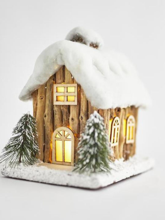 Eurolamp Christmas Illuminated Decorative Wooden House Brown with Battery with Music 21x19x14cm.