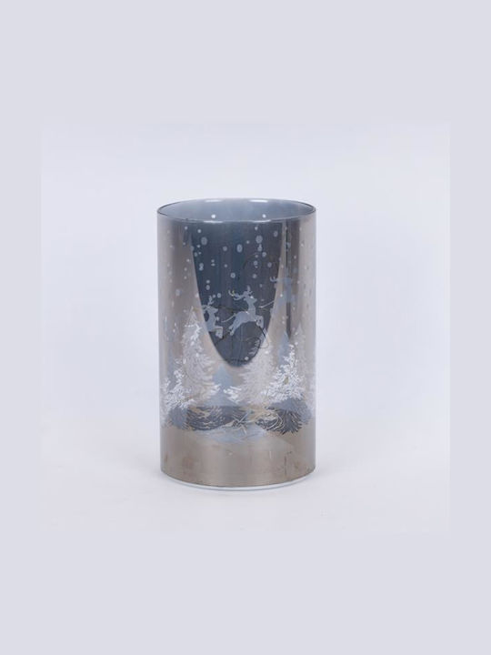 Glass Decorative Silver Illuminated Winter Scene 9x12cm