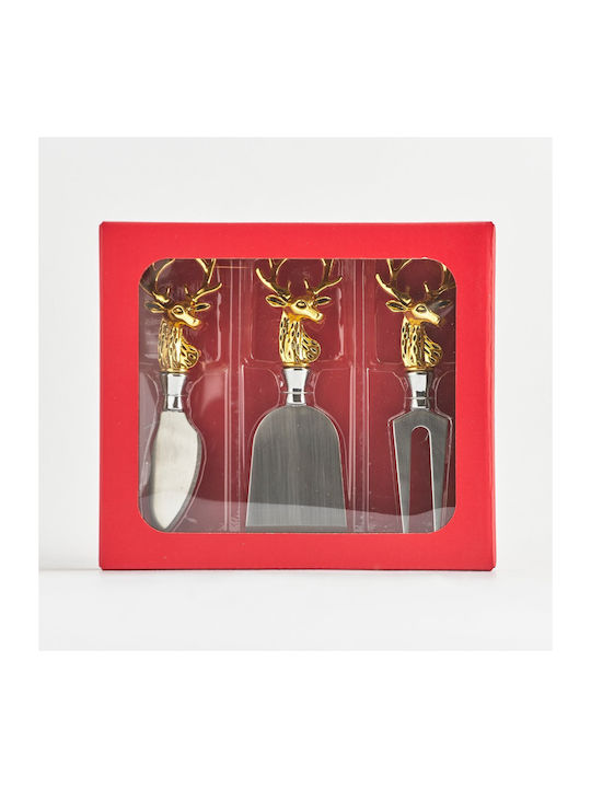 Golden Reindeer Cheese Knife Set of 3