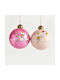 Set 4 Glasartige Kugel Ornamente 8cm Verschiedene Designs