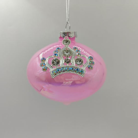 Set Hängende Weihnachtsbaumschmuck Diademe Glasartig Rosa 24x5x10cm 4Stücke