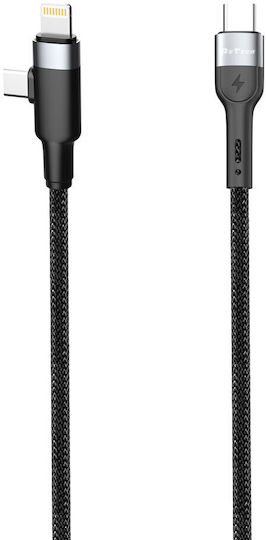 Braided USB to Type-C / Lightning Cable Μαύρο 1m (40513)