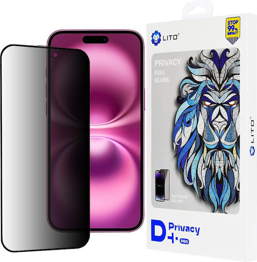 Lito D+ Pro Privacy Screen Protector Μαύρο (iPhone 16 Plus)
