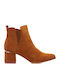 Suede Women's Ankle Boots with Medium Heel Brown