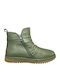 Leder Stiefeletten Damen Khaki