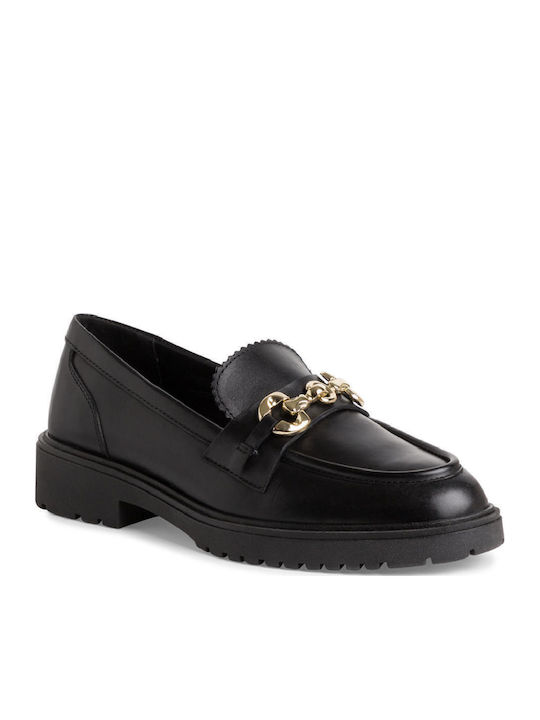 Leather Women's Moccasins in Black Color