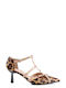 Leopard Kitten-Heel-Pumps mit dekorativen Nieten