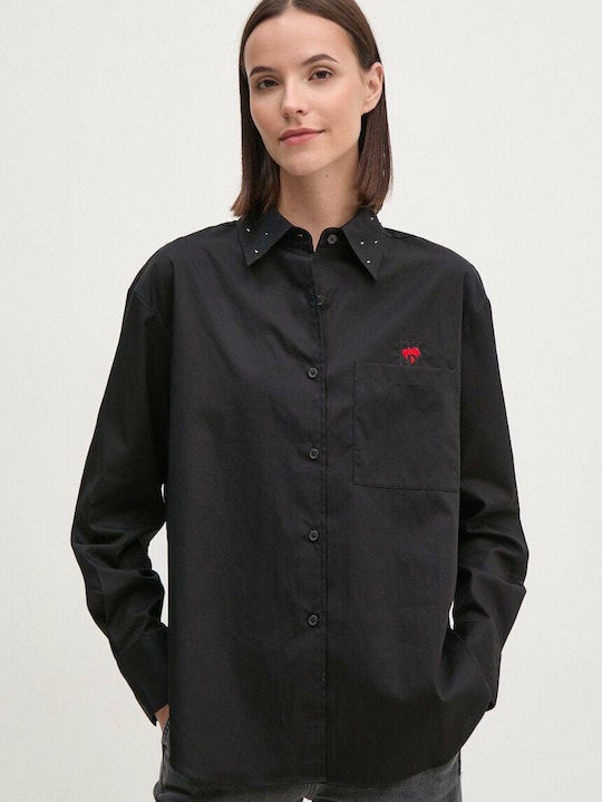 Langärmelig Damen Hemd Black