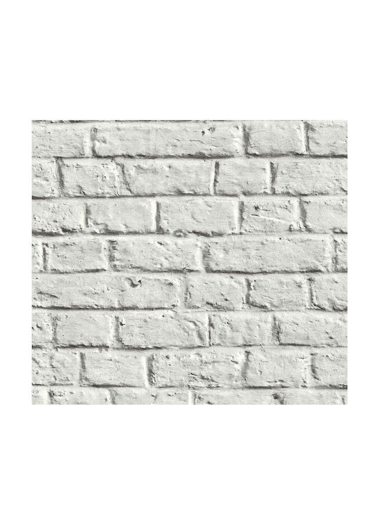 Weiß-Graue Ziegelstein Tapete 369122 53cm x 10m