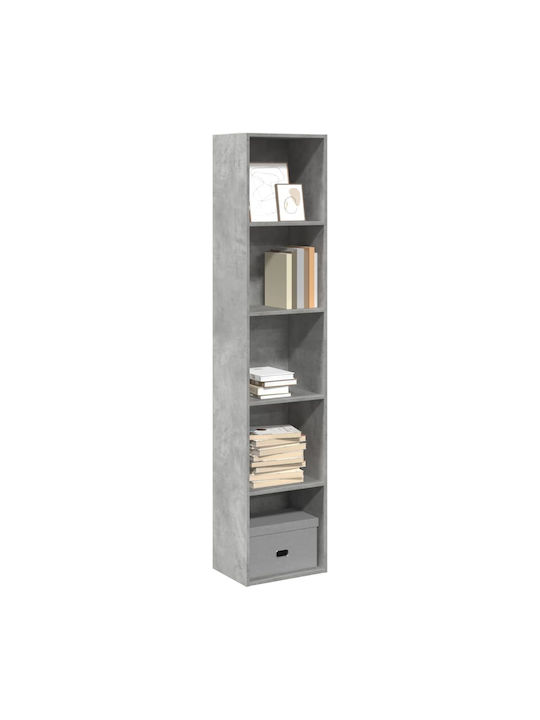 Bookcase Grey Concrete 40x30x189cm