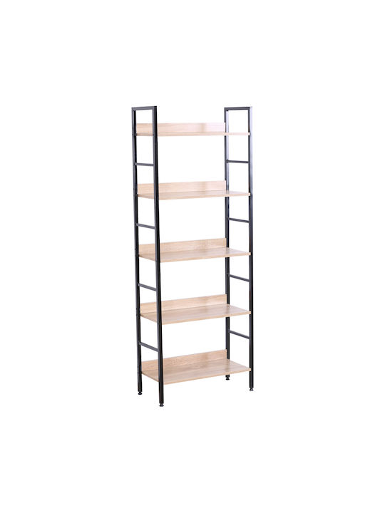 Bookcase Natural-Black 60x28x160cm