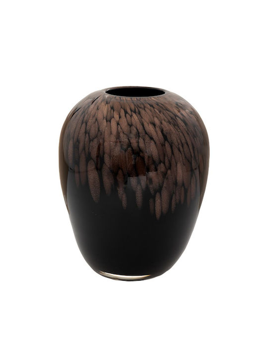 Black Glass Vase with Golden Shades 39cm