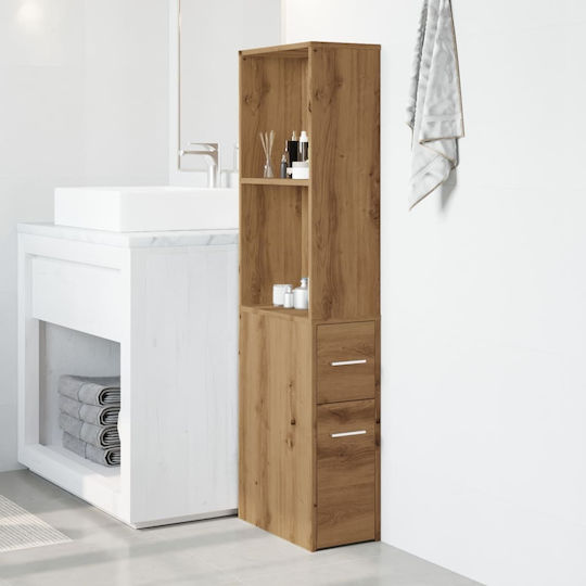 vidaXL Στήλη Μπάνιου Τοίχου Μ22xΒ41xΥ135cm Δρυς
