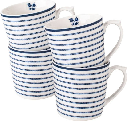 Laura Ashley Κούπα από Πορσελάνη Μπλε 320ml 4τμχ