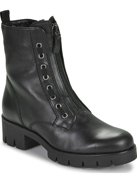 Leder Stiefeletten Damen Schwarz