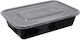 Food Container M W PP 500ml T44 17.3x12xh4cm Black Transparent Flat Lid Pack of 50pcs Tefaco 005655