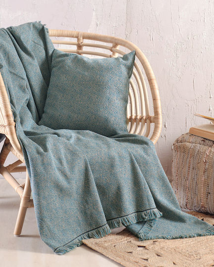 Rythmos Armchair Throw Jacquard 180x160cm Petrol Blue