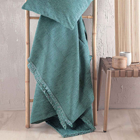 Rythmos Simplin Chenille Armchair Throw 180x160cm Petrol Blue