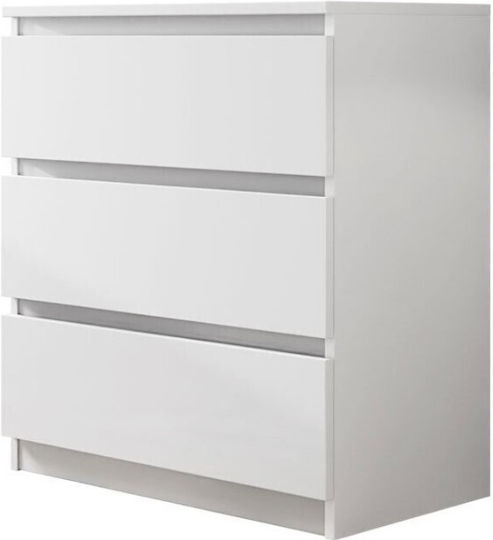 Juniper 3S Wooden Chest of Drawers with 3 Drawers White 70x40x77cm