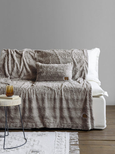 Nima Velure Κουβέρτα Γούνινη Καναπέ 130x170εκ. Cigar Beige