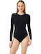 Long Sleeve Bodysuit with Open Back Black